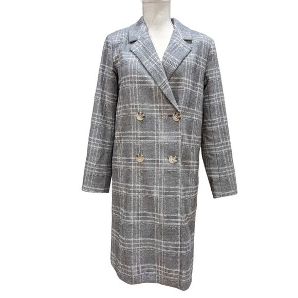 L'Academie Los Angeles Amira Women's Grey Plaid Coat Size XS - Picture 3 of 11